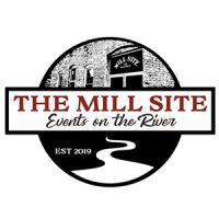 Logo for The Mill Site, Events on the River, featuring a mill building, a river, and "EST 2019" text.
