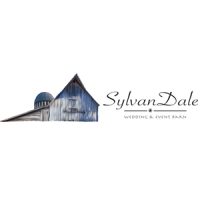 Illustration of a rustic barn with the text "SylvanDale Wedding & Event Barn" in a stylized font on a white background.