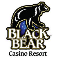 Logo for Black Bear Casino Resort featuring a black bear silhouette above the resort name in bold letters.